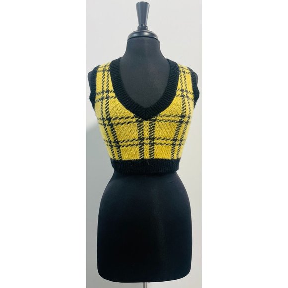 ALESSANDRA RICH Metallic Checked Knitted Vest - Picture 3 of 7